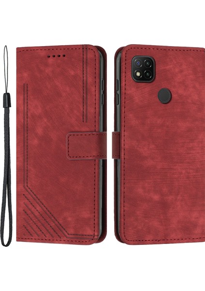 Xiaomi Poco C31/REDMI 10A/9C/9C Nfc Çizgileri Için Telefon Kılıfı Deri Cüzdan Standı Damla Geçirmez Kapak Kırmızısı (Yurt Dışından) fiyatları