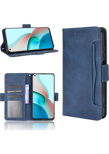 Çoklu Kart Yuvası Cüzdan Stand Pu Deri Kapak Kılıfı Xiaomi Redmi Not 9 5g/not 9t 5g-Mavi (Yurt Dışından)