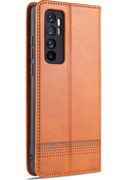 Otomatik Emilen Pu Deri+Tpu Cüzdan Stand Telefon Kapağı Kılıfı Xiaomi Mi Note 10 Lite-Brown (Yurt Dışından)