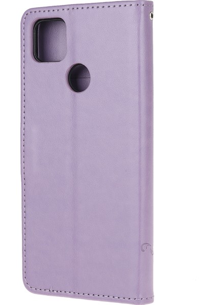 Baskı Kelebek Çiçekleri Deri Cüzdan Kılıfı Xiaomi Redmi 9c/9c Nfc-I-Light Mor (Yurt Dışından)