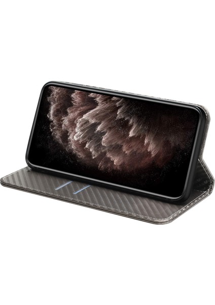 Anti Çizelge Karbon Fiber Doku Flip Manyetik Otomatik Emici Stand Cüzdanı Pu Deri Kasa Kapak Xiaomi Için El Kayışı ile Poco X3/poco X3 Nfc/poco X3 Pro-Grey (Yurt Dışından)