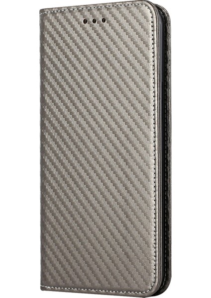 Anti Çizelge Karbon Fiber Doku Flip Manyetik Otomatik Emici Stand Cüzdanı Pu Deri Kasa Kapak Xiaomi Için El Kayışı ile Poco X3/poco X3 Nfc/poco X3 Pro-Grey (Yurt Dışından)