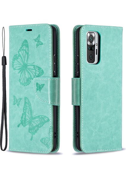 Xiaomi Redmi Için Kelebek Deri Cüzdan Kılıfı Note 10 Pro Max/redmi Note 10 Pro-Green (Yurt Dışından)