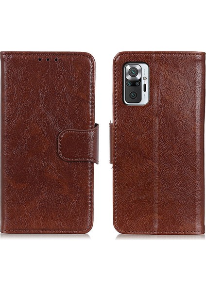 Nappa Doku Deri Cüzdan Kabuk Kılıfı Xiaomi Redmi Note 10 Pro Max/redmi Note 10 Pro-Brown (Yurt Dışından)