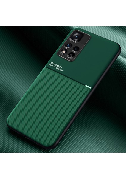 Cep Telefon Kılıfı Tpu+ Pu Deri Şok Geçirmez Telefon Kapağı Xiaomi Redmi Için Dahili Manyetik Metal Sayfası Not 11 Pro+ 5g/not 11 Pro 5g (Çin) (Mediatek) -Green (Yurt Dışından)