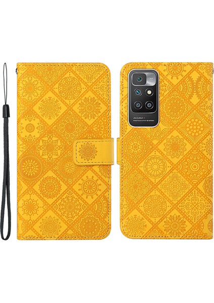 Basılı Çiçek Deri Manyetik Flip Şok Geçirmez, Xiaomi Için Kayışlı Şok Geçirmez Koruyucu Kasa 10 4g (2021)/REDMI 10 2022 4g/redmi Not 11 4g (Mediatek)/redmi 10 Prime-Sarı (Yurt Dışından) fiyatları