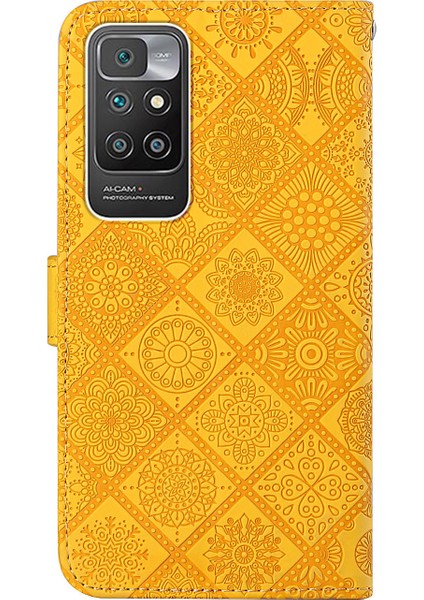 Basılı Çiçek Deri Manyetik Flip Şok Geçirmez, Xiaomi Için Kayışlı Şok Geçirmez Koruyucu Kasa 10 4g (2021)/REDMI 10 2022 4g/redmi Not 11 4g (Mediatek)/redmi 10 Prime-Sarı (Yurt Dışından) fırsatları