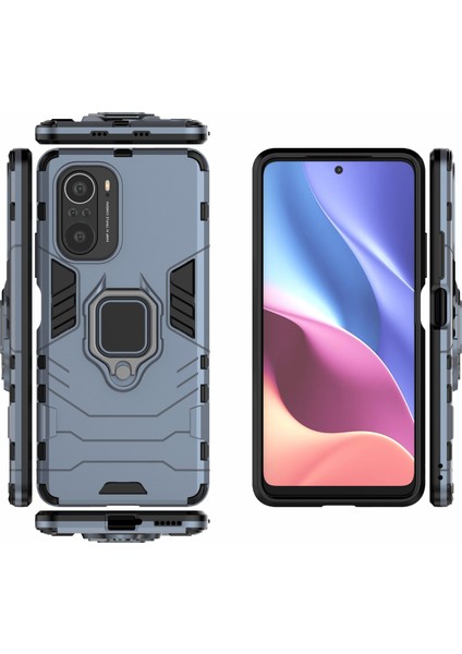 Pc+Tpu Kombinasyon Parmak Halkası Tutucu Xiaomi Redmi K40 Pro/redmi K40/REDMI K40 Pro+/mi 11I/POCO F3-Blue Için (Yurt Dışından)