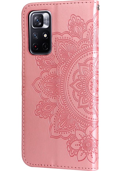 Xiaomi Redmi Için Not 11 5g (Çin) (Mediatek)/not 11T 5g/not 11S 5g Çiçek Çift Seçmeli Manyetik Kelpalı Pu Deri Stand Cüzdan Telefon Kılıfı El Strap-Rose Gold ile (Yurt Dışından)