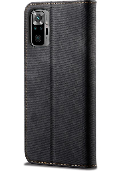 Vintage Style Cüzdan Stand Kot Koku Doku Deri Deri Telefon Kapağı Xiaomi Redmi Note 10 Pro/note 10 Pro (Hindistan)/note 10 Pro Max-Black (Yurt Dışından)