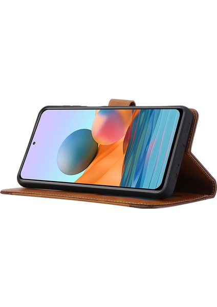 Deri Cüzdan Stand Telefon Kılıfı Xiaomi Için Redmi Note 10 Pro/not 10 Pro Max-Red (Yurt Dışından)