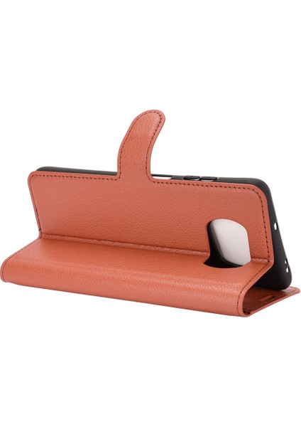 Xiaomi Poco X3 Nfc/poco X3-Brown Için Litchi Cilt Cüzdan Deri Stand Kılıfı (Yurt Dışından)