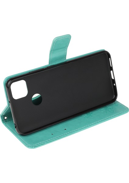 Baskı Kelebek Çiçekleri Deri Cüzdan Kılıfı Xiaomi Redmi 9c/9c Nfc-Green (Yurt Dışından)