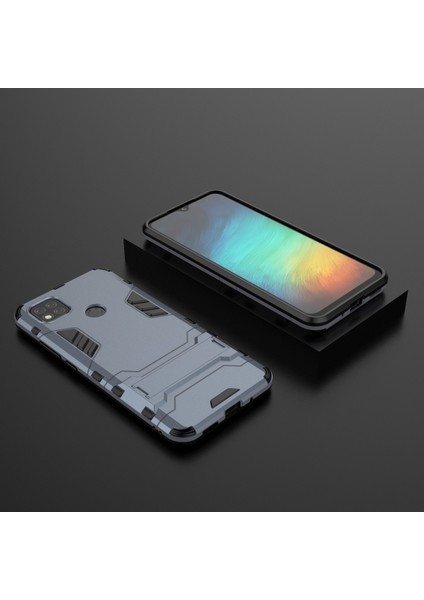 2 Arada 1 Pc+Tpu Hibrit Telefon Kılıfı, Xiaomi Redmi 9c/9c Nfc-Blue Için Görünmez Katlanır Kickstand (Yurt Dışından)