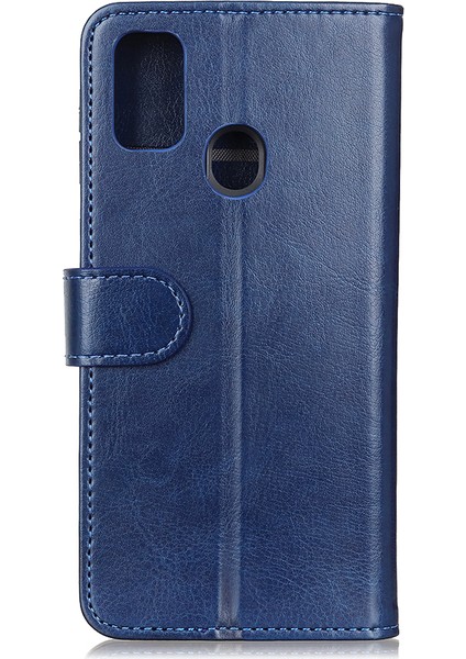 Çılgın At Cüzdanı Stand Deri Telefon Kapağı Xiaomi Redmi 9c/9c Nfc-Mavi (Yurt Dışından)