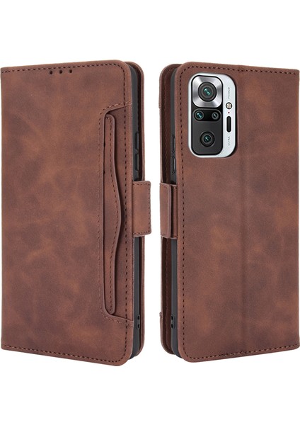 Çoklu Kart Yuvası Tasarım Deri Cüzdan Kılıfı Xiaomi Redmi Note 10 Pro/note 10 Pro Max Anti-Drop Telefon Aksesuar-Brown (Yurt Dışından)