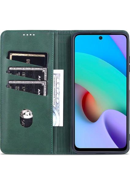Anti-Fall Iyi Korunmuş Otomatik Emici Cüzdan Tasarımı Pu Deri Telefon Standı Kapak Kasası Xiaomi Redmi Note 11 Pro 5g (Çin) (Mediatek)/11 Pro+ 5g-Green (Yurt Dışından) fırsatları