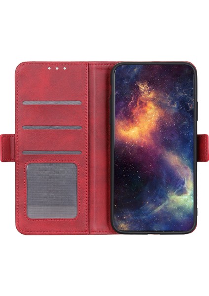 Dokulu Deri Yüzey+ Tpu Telefon Kılıfı Cüzdan Manyetik Flip Tam Vücut Koruma Standı Xiaomi Redmi Için Koruyucu Telefon Kapağı Not 11 Pro+ 5g/11 Pro 5g (Çin) (Mediatek) -Red (Yurt Dışından)