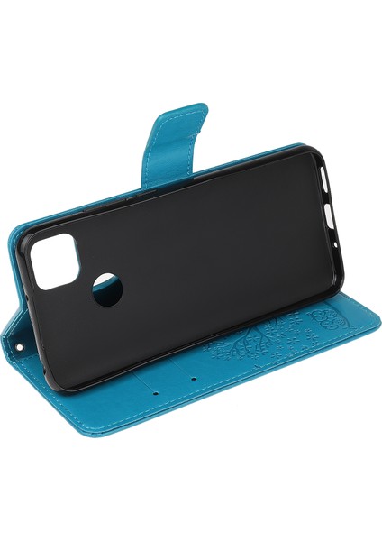 Xiaomi Redmi 9c/9c Nfc-Mavi Için Baskı Ağacı Baykuş Deri Cüzdan Kasası (Yurt Dışından)
