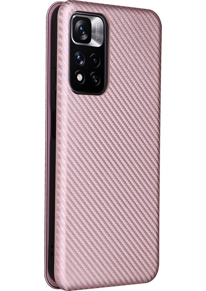 Xiaomi Redmi Için Note 11 Pro 5g (Çin) (Mediatek)/11 Pro+ 5g Karbon Fiber Doku Anti-Çizelge Karşıtı Otomatik Absorlanmış Manyetik Kapatma Halkası Deri Deri Stand Telefon Kılıfı Altın (Yurt Dışından) modelleri