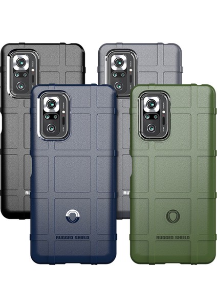 Şok Geçirmez Engebeli Kare Izgara Cilt Tpu Xiaomi Redmi Için Telefon Kılıfı Note 10 Pro/not 10 Pro Maks-Blue (Yurt Dışından)