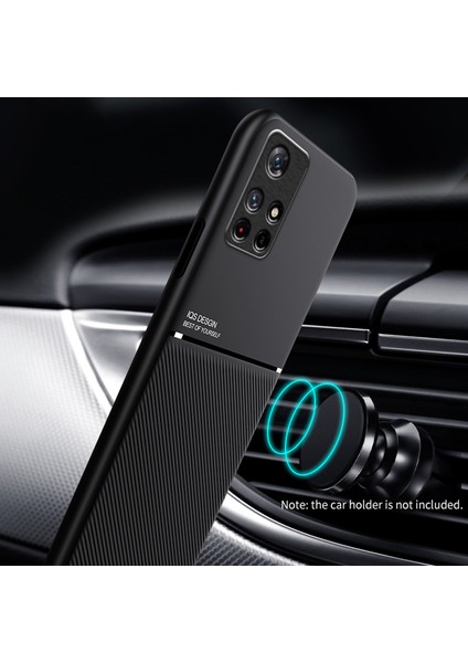 Cep Telefon Kılıfı Tpu+ Pu Deri Deri Şok Geçirmez Telefon Kapağı Xiaomi Redmi Için Dahili Manyetik Metal Sayfası Not 11 Pro+ 5g/not 11 Pro 5g (Çin) (Mediatek) -Black (Yurt Dışından)