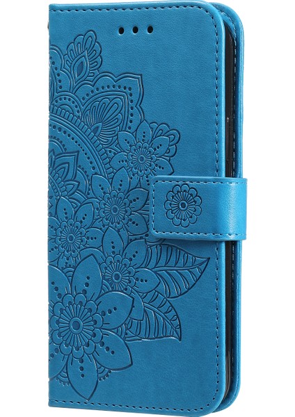 Telefon Flip Kılıfı Şık Baskı Çiçek Deseni Pu Deri Cüzdan Xiaomi Için Bilek Kayışı ile Telefon Kapağı 10 4g (2021)/REDMI 10 2022 4g/redmi Note 11 4g/redmi 10 Prime-Blue (Yurt Dışından)