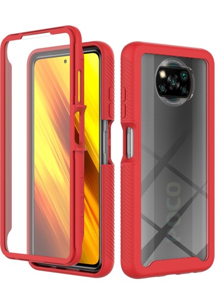 Xiaomi Poco X3/poco X3 Pro/poco X3 Nfc Giyim Karşıtı Pc+Tpu Hibrid Koruyucu Koruma Pet Ekranı Koruyucu-Kırmızı (Yurt Dışından)