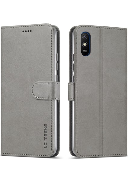 Cüzdan Standı Deri Cep Telefonu Xiaomi Redmi 9A-GREY Için (Yurt Dışından)