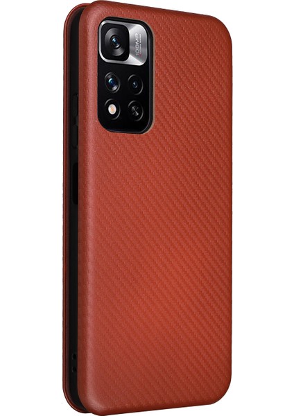 Fiber Doku Kılıfı Dikkatli Damla Damla Damla Korumalı Otomatik Absorlanmış Manyetik Kapatma Deri Telefon Kapağı Stand Boyu Xiaomi Redmi Not 11/redmi Not 11T/REDMI Note 11S-ORTAGE (Yurt Dışından) modelleri