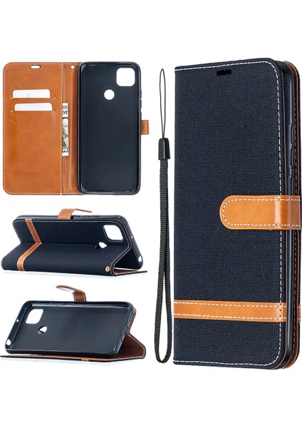 Xiaomi Redmi 9c/redmi 9c Nfc-Black Için Çeşitli Kot Cons Cilt Deri Cep Telefonu Kapağı (Yurt Dışından)