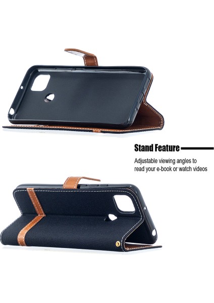 Xiaomi Redmi 9c/redmi 9c Nfc-Black Için Çeşitli Kot Cons Cilt Deri Cep Telefonu Kapağı (Yurt Dışından)