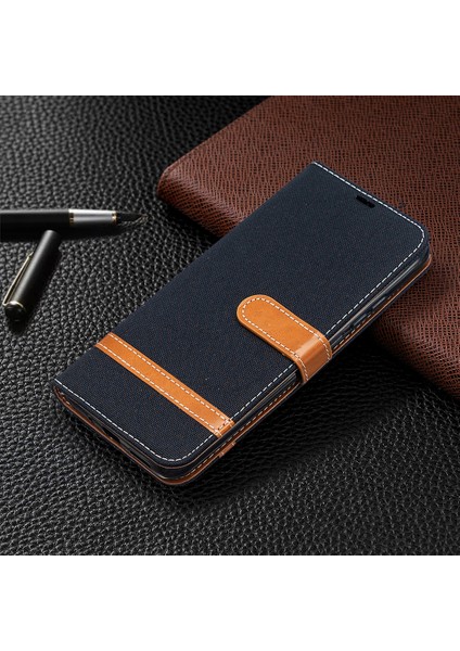 Xiaomi Redmi 9c/redmi 9c Nfc-Black Için Çeşitli Kot Cons Cilt Deri Cep Telefonu Kapağı (Yurt Dışından)