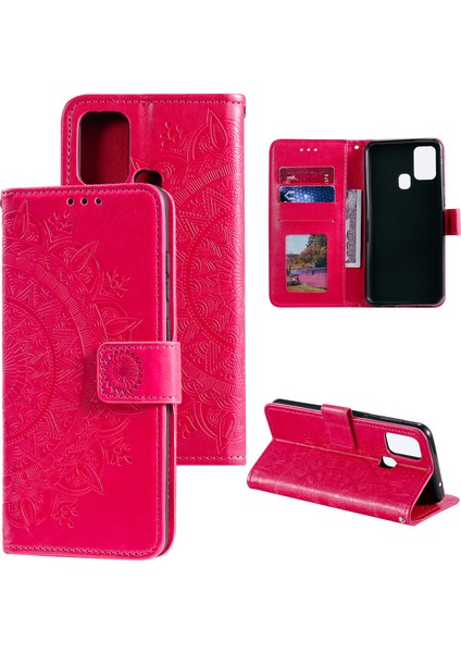 Cüzdan Stand Tasarımı Xiaomi Için Çiçek Deri Kabuk Kapağı Redmi 9c/redmi 9c Nfc-Rose (Yurt Dışından)