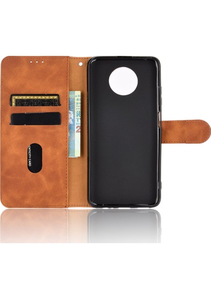 Xiaomi Için Redmi Note 9 5g/redmı Not 9t 5g Cilt Touch Hissed Hisset Pu Deri Cüzdan Tasarım Kılıfı Stand-Brown (Yurt Dışından)
