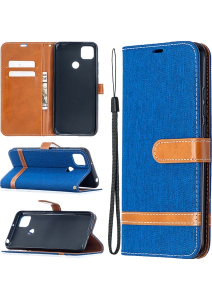 Çeşitli Kot Pantolon Cilt Deri Cep Telefonu Xiaomi Redmi 9c/redmi 9c Nfc-Baby Mavi (Yurt Dışından)