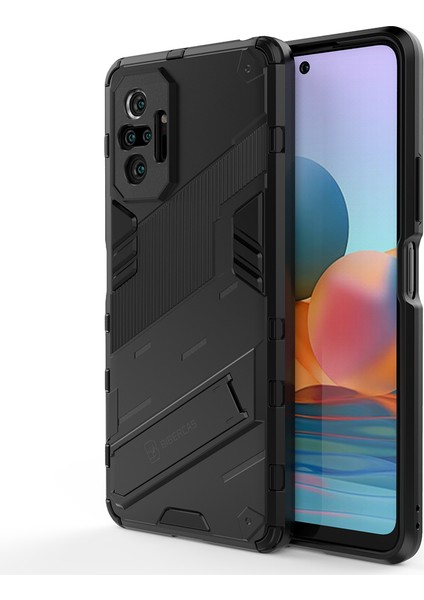 Kickstand Tasarım Şok Geçirmez Pc+Tpu Hibrid Telefon Kılıfı Xiaomi Redmi Için Note 10 Pro Max/redmi Note 10 Pro-Black (Yurt Dışından)