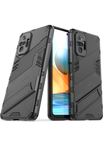 Kickstand Tasarım Şok Geçirmez Pc+Tpu Hibrid Telefon Kılıfı Xiaomi Redmi Için Note 10 Pro Max/redmi Note 10 Pro-Black (Yurt Dışından)