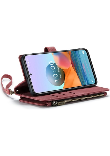 Xiaomi Redmi Için Note 10 Pro Max 4g/note 10 Pro 4g (Global)/(Hindistan) Damla Geçirmez Fermuarlı Cep Telefonu Cüzdanı Pu Deri Telefon Kapak Kartı Tutucu-Kırmızı (Yurt Dışından) fiyatları
