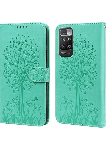 Çift Taraflı Manyetik Toka Çizik Dirençli Şık Deri Cüzdan Standı Xiaomi Xiaomi Için Redmi 10/redmi 10/redmi Note 11 (Mediatek)/redmi 10 Prime-Green (Yurt Dışından)