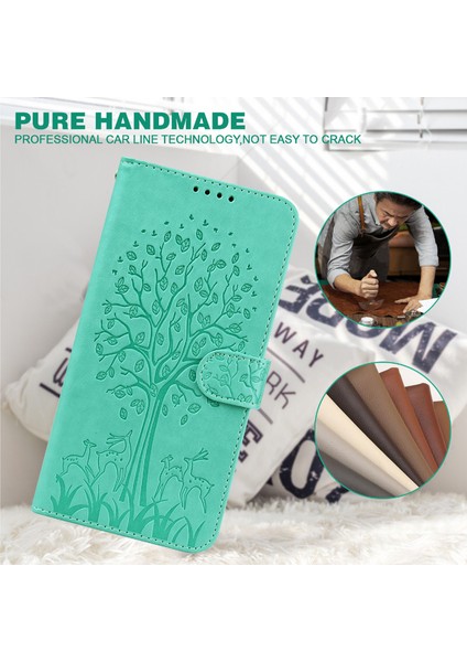 Çift Taraflı Manyetik Toka Çizik Dirençli Şık Deri Cüzdan Standı Xiaomi Xiaomi Için Redmi 10/redmi 10/redmi Note 11 (Mediatek)/redmi 10 Prime-Green (Yurt Dışından)
