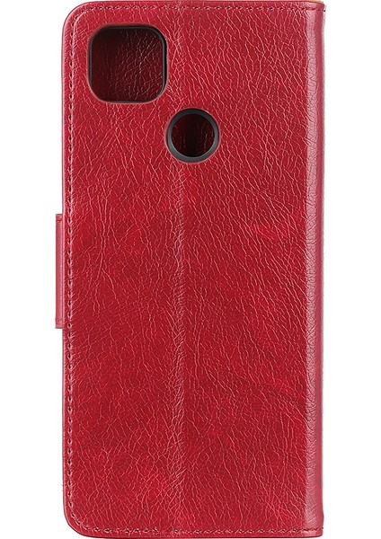 Nappa Doku Bölünmüş Deri Cüzdan Cep Telefonu Xiaomi Redmi 9c/9c Nfc-Red Için (Yurt Dışından)