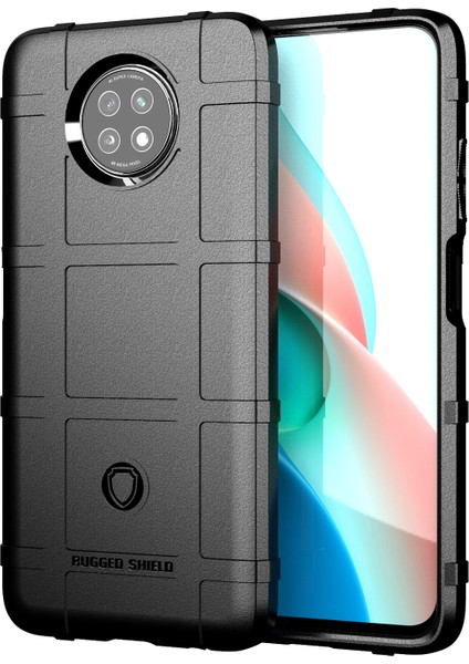Şok Emilim Sağlam Kare Izgara Cilt Kalınlaştırılmış Tpu Xiaomi Redmi Için Not 9t 5g/not 9 5g-Black (Yurt Dışından)