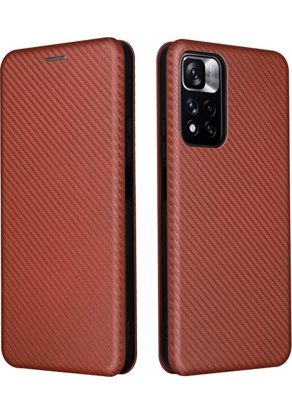 Xiaomi Redmi Için Note 11 Pro 5g (Çin) (Mediatek)/11 Pro+ 5g Karbon Fiber Doku Anti-Çizelge Karşılaştırma Otomatik Absorlanmış Manyetik Kapatma Halkası Deri Deri Stand Telefon Koruması (Yurt Dışından)