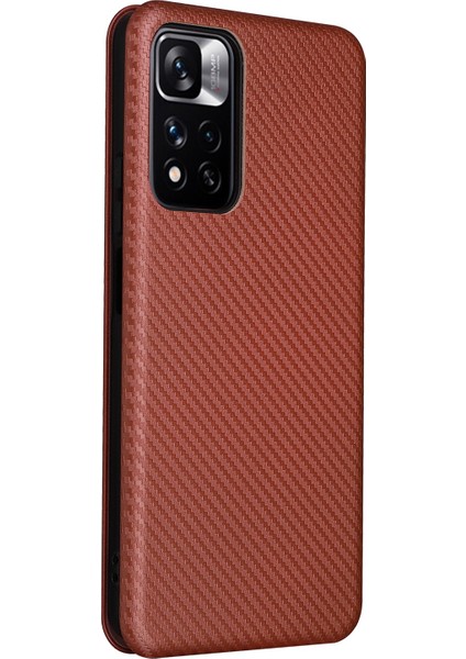 Xiaomi Redmi Için Note 11 Pro 5g (Çin) (Mediatek)/11 Pro+ 5g Karbon Fiber Doku Anti-Çizelge Karşılaştırma Otomatik Absorlanmış Manyetik Kapatma Halkası Deri Deri Stand Telefon Koruması (Yurt Dışından) modelleri