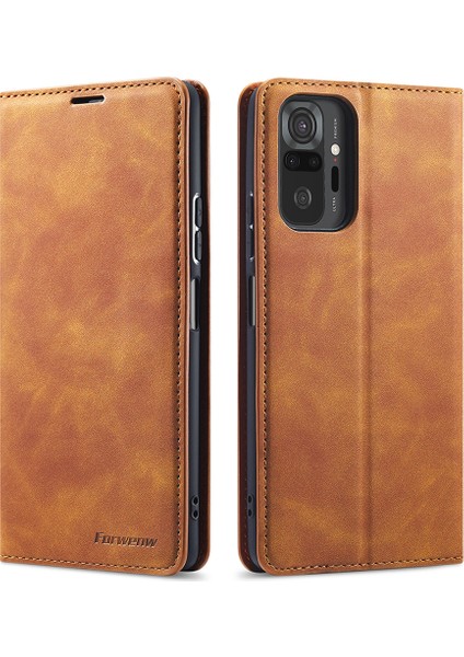 Xiaomi Için Ipeksi Dokunmatik Deri Cüzdan Kılıfı Note 10 Pro/redmi Note 10 Pro Max-Brown (Yurt Dışından)