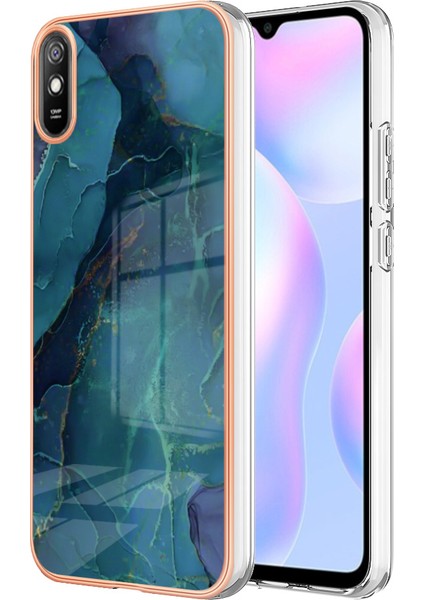 Xiaomi Redmi 9A Için Mermer Desen Telefon Kılıfı, Stil E Imd Elektrokaplanmış Çerçeve 2.0mm Tpu Damla Koruma Geri Kapak Yeşili (Yurt Dışından) fiyatları