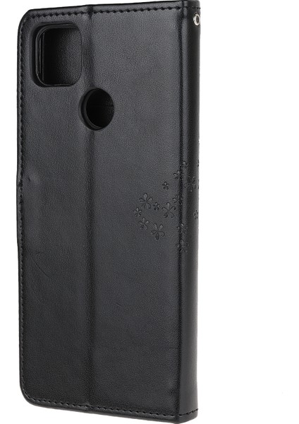 Baskı Ağacı Baykuş Deri Cüzdan Kılıfı Xiaomi Redmi 9c/9c Nfc-Black (Yurt Dışından)