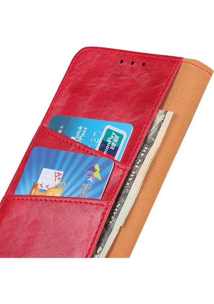 Crazy Horse Split Deri Cüzdan Cep Telefonu Xiaomi Redmi 9c/9c Nfc-Red Için (Yurt Dışından)