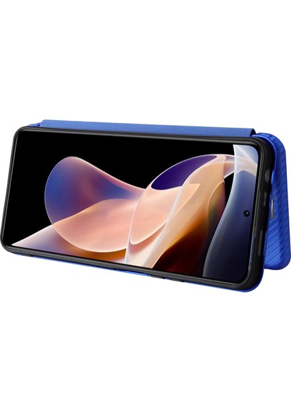 Xiaomi Redmi Için Note 11 Pro 5g (Çin) (Mediatek)/11 Pro+ 5g Karbon Fiber Doku Anti-Çizelge Karşıtı Otomatik Absorlanmış Manyetik Kapatma Halkası Deri Deri Stand Telefon Kılıf Mavisi (Yurt Dışından) fırsatları